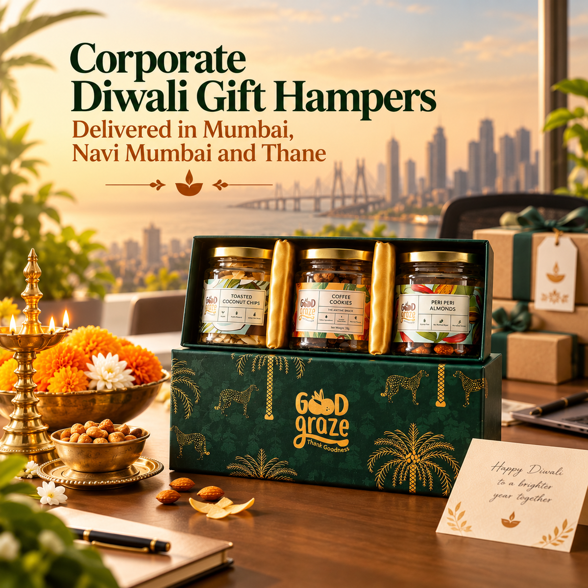 Good Graze Midnight Bloom Grande premium hamper for corporate Diwali gifting in Mumbai