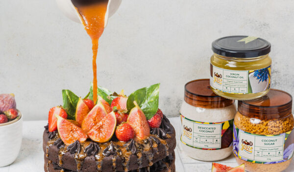 Coconut, Fig & Chocolate Cake | Dark Chocolate Fig Ganache | Coconut Carmel Sauce