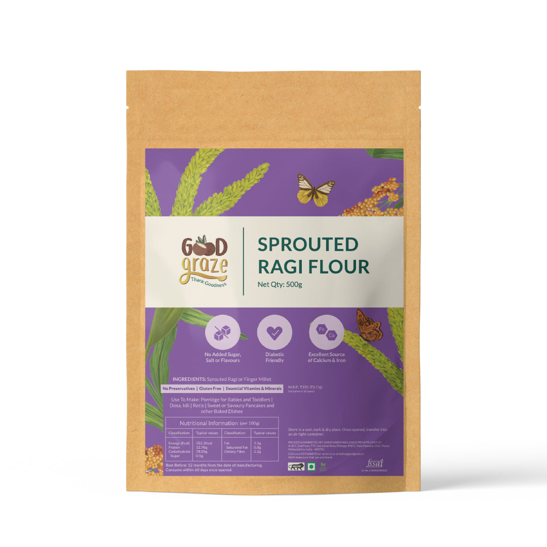 Sprouted Ragi Flour Pack 500g Packaging