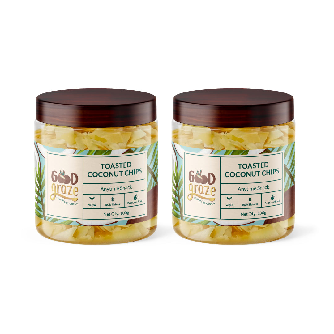 Pack of 2 toasted coconut chips for snacking