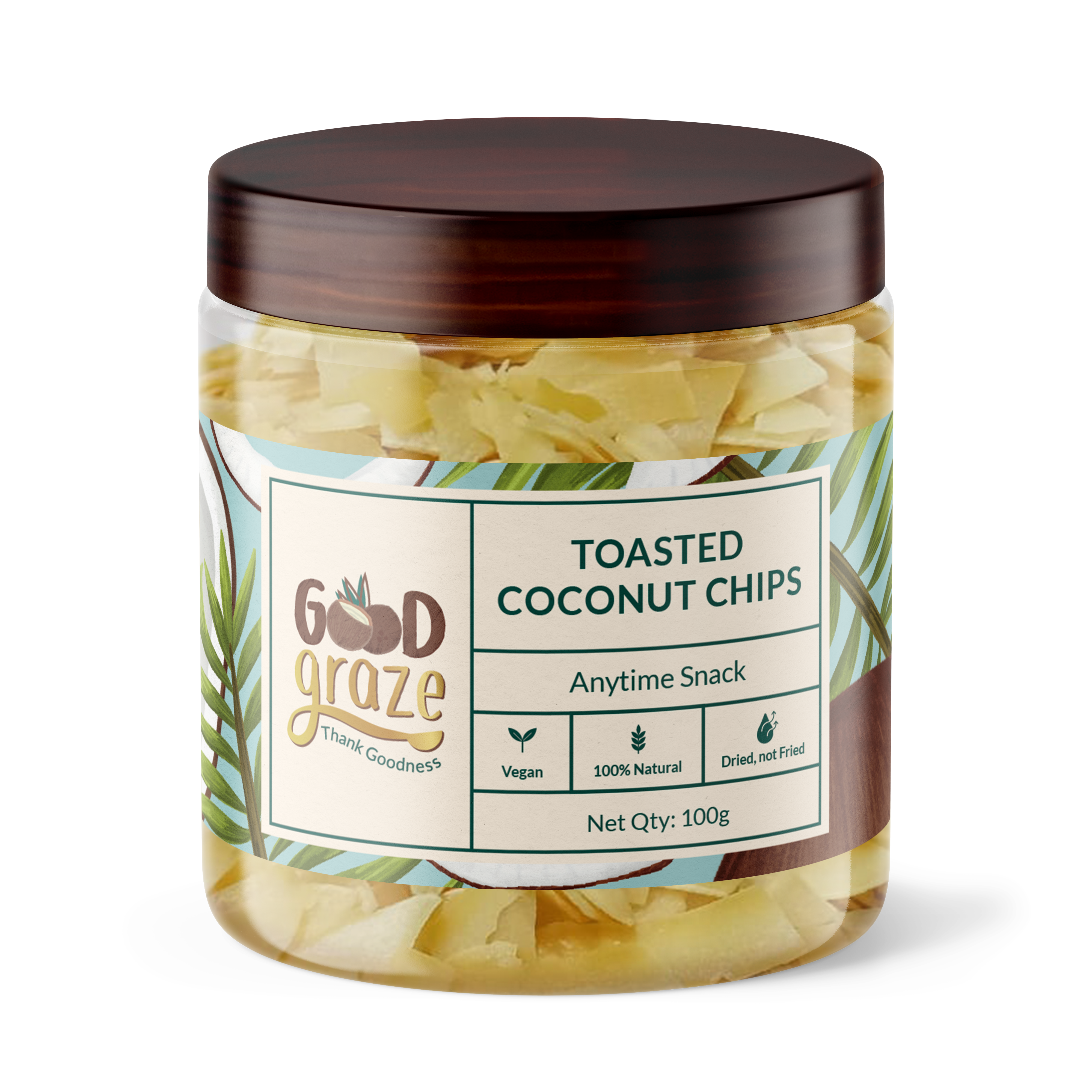 Organic toasted coconut snacks close-up