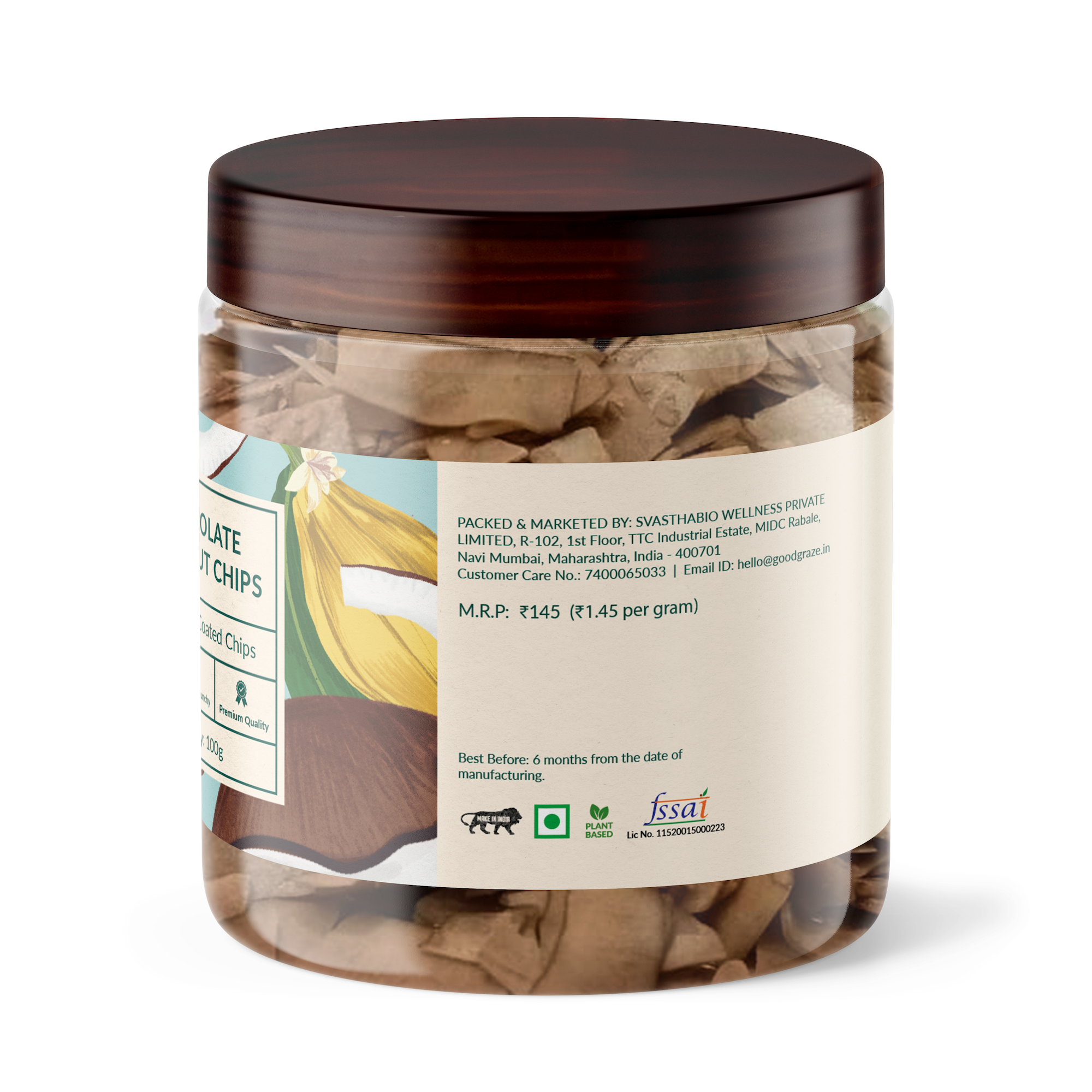 Refreshing chocolate coconut chips for snacking