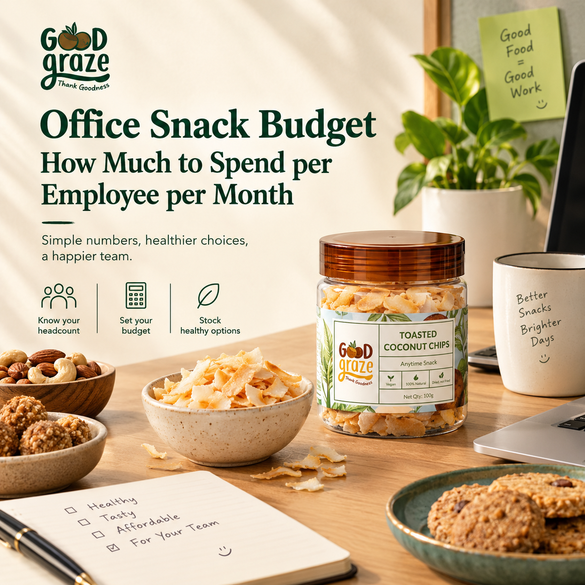 Good Graze coffee cookies for an office pantry on a set snack budget