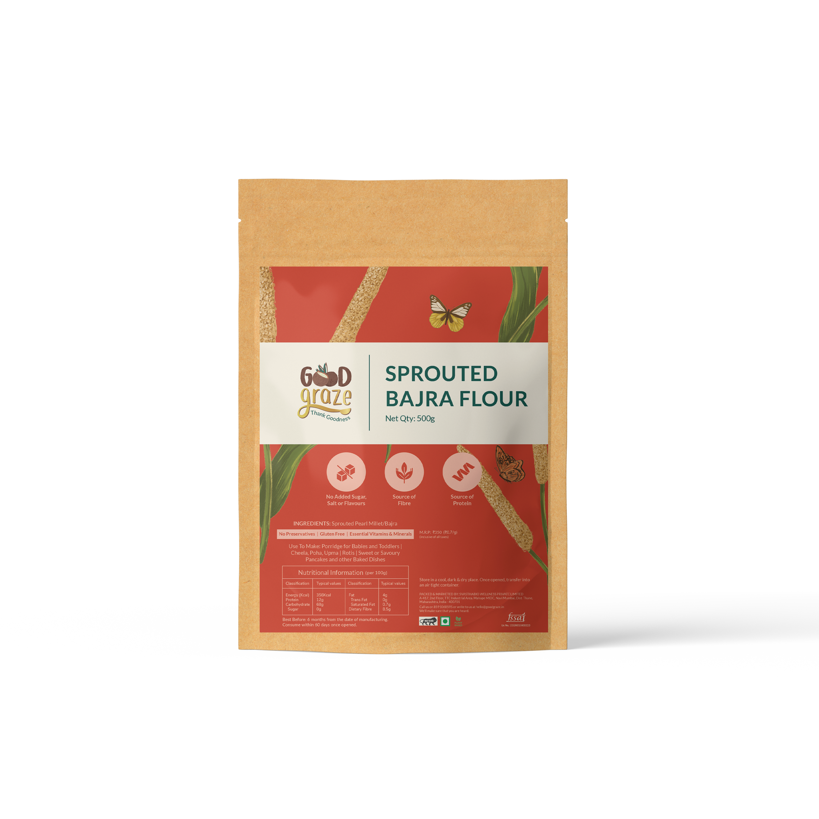 Sprouted Bajra or Pearl Millet Flour