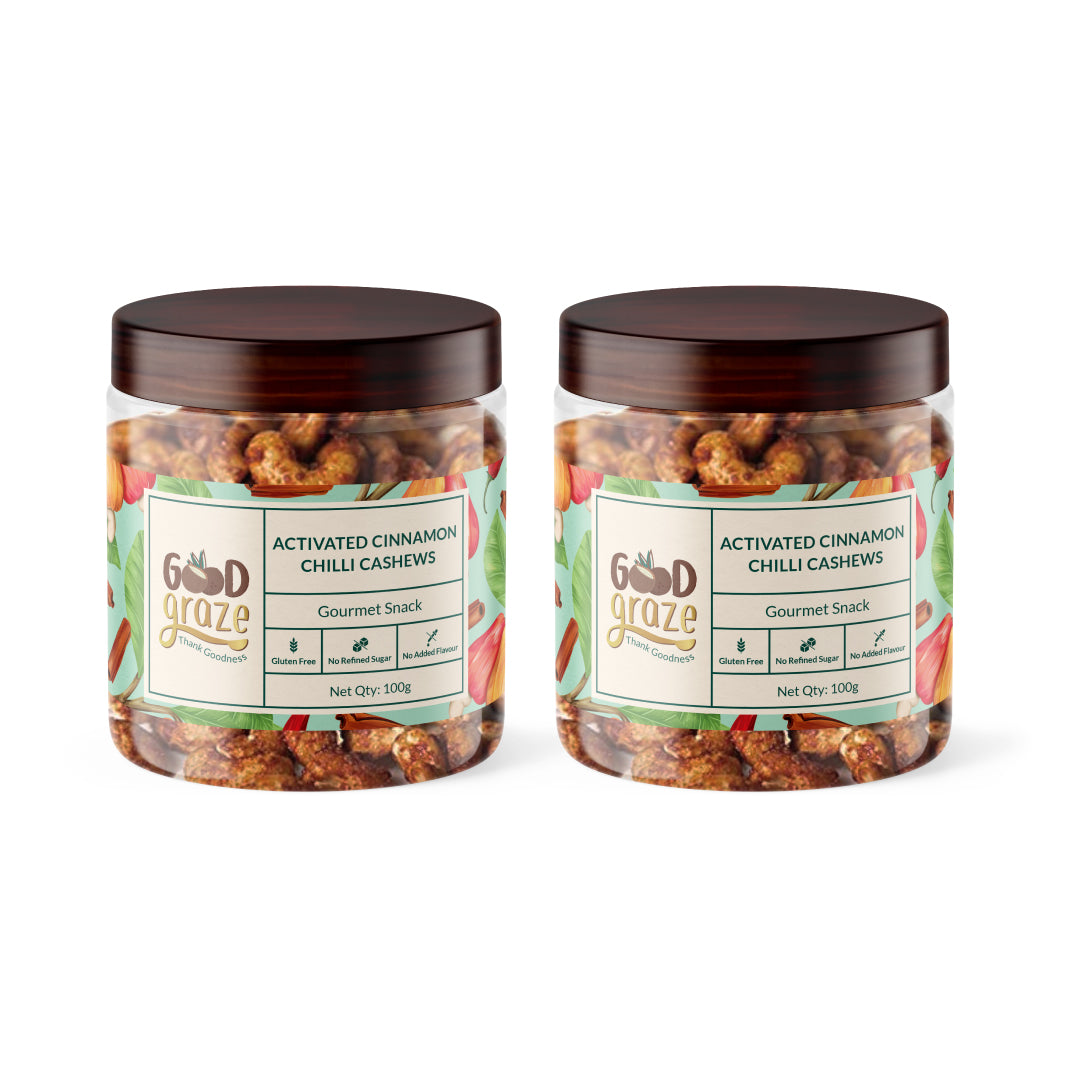 Activated/ Sprouted Cinnamon Chili Cashews • Pack of 2 • 200 g